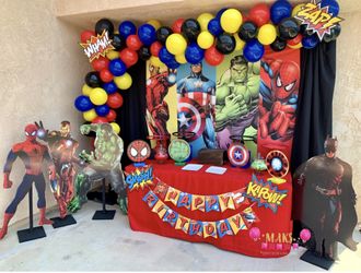 Avengers super hero theme Birthday Party decorations