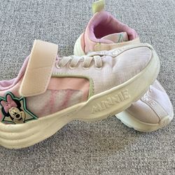 Zara Minnie Mouse Kids Light Pink Sneakers with Velcro Strap Size EUR. 26 