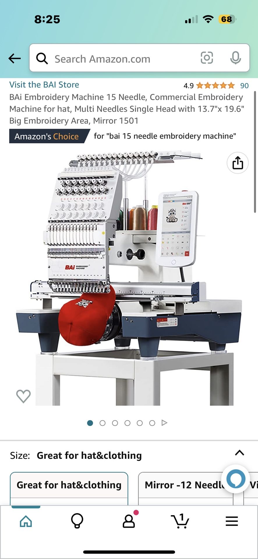 BAi Embroidery Machine 15 needle, Commercial Embroidery Machine for hat, Multi Needles Single He