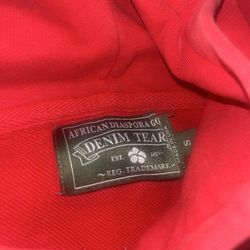 Red denim tear hoodie