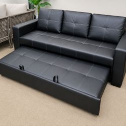 Black faux leather Convertible Sofa
Sleeper Sofa with Pull-Out Bed