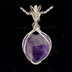 Silver Plated Amethyst Heart Pendant Necklace, Tarnish Resistant-18” Chain (20” Option Available) 