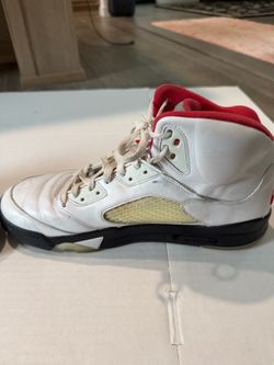Nike Air Jordan 5 Retro Fire Red Black Tongue 2013 Size 12 136027-120 Used