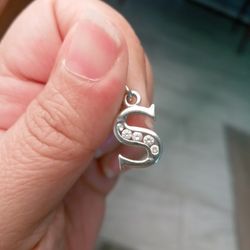 Vintage Sterling Silver Letter S Pendant