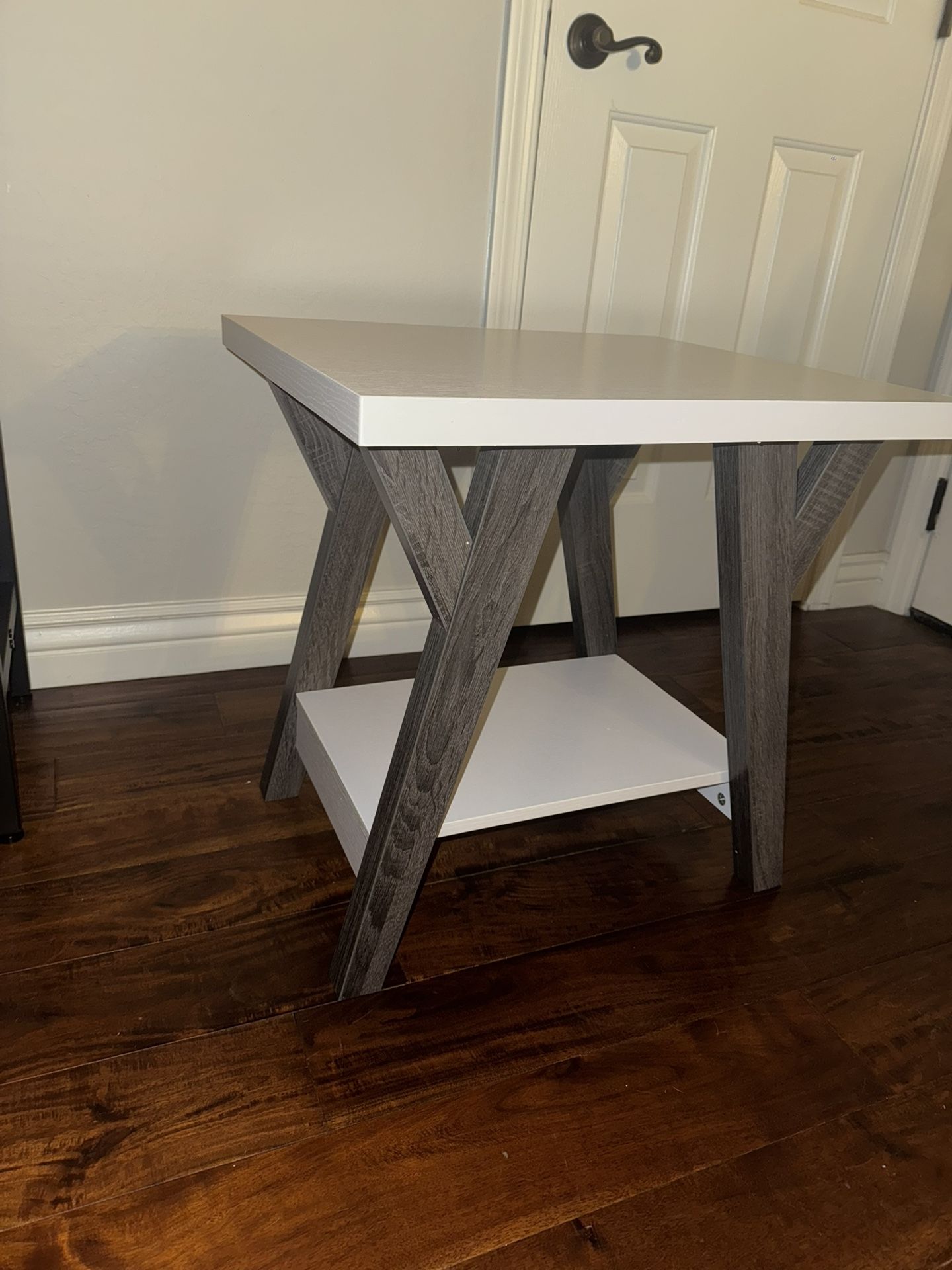 New White  / Grey End Table 