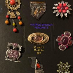 Vintage Pin Brouch Pendants 