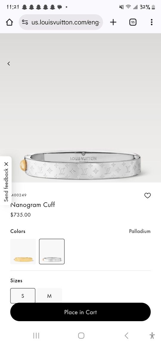 Louis vuitton Nanogram Cuff