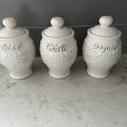 Set of 3 Anthropologie Ceramic Spice Jars