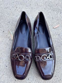 Bandolino Patent Leather Loafers with Chain Detail