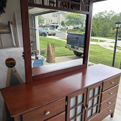 King Bed Frame and Dresser With Mirror