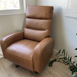 Chita Recliner: Landon Genuine Leather Power Swivel Recliner with Power Headrest