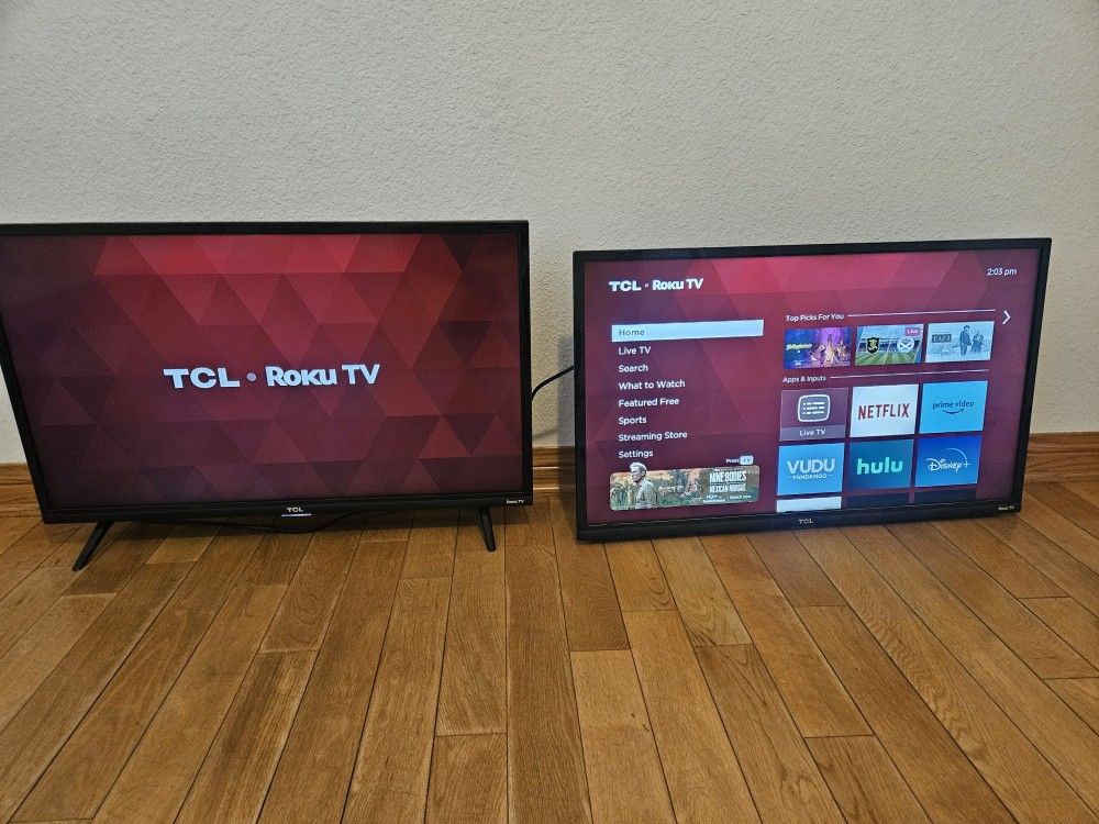 2 32in TCL 1080p Roku TVs