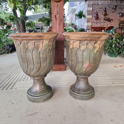 XL Rustic Urns Clay Pots, Planters, Plants. Pottery, Talavera $110 cada una