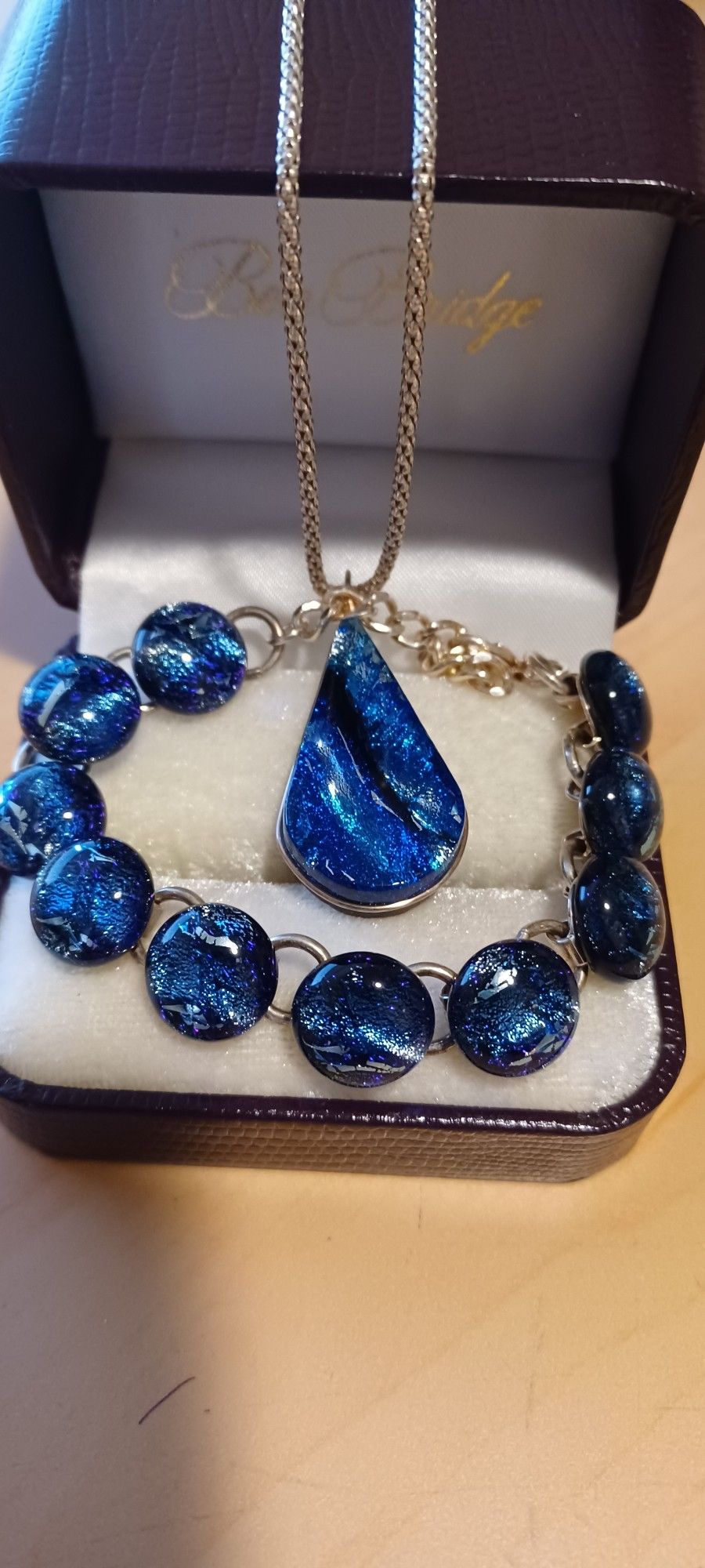 Beautiful Fire Glass Bracelet & Matching Necklace