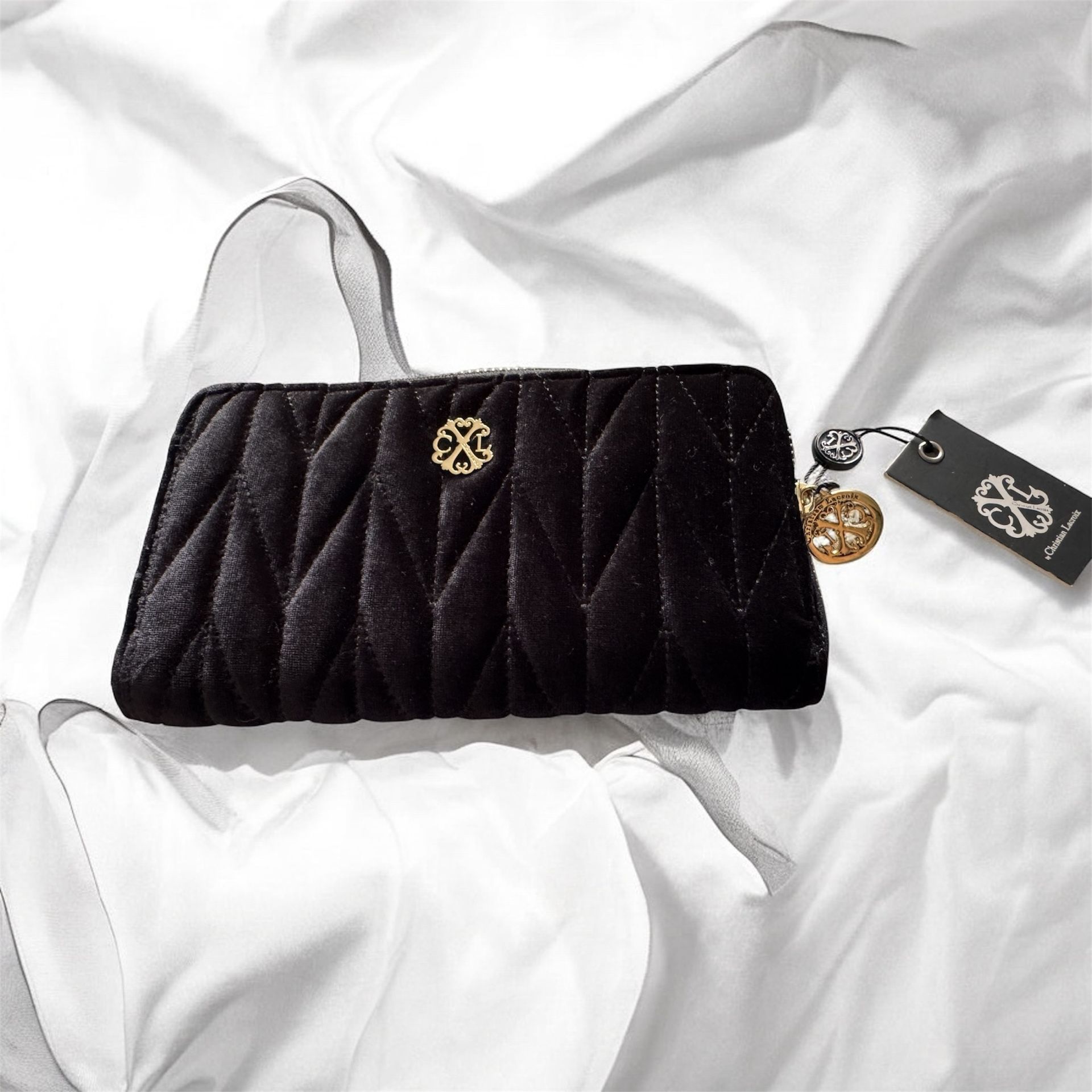 Christian Lacroix Black Velvet Quilted Wallet