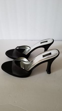 Black strapless sandals, size 8