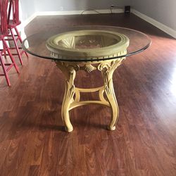 Round Glass Table Top Wood Table