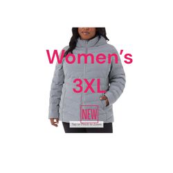 Women's 32 Degrees Heat 3X 3XL Power Tech Jacket Coat Quilted Blue Gray Heavyweight Parka