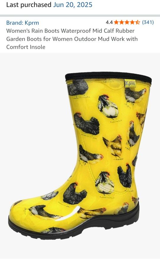 Chicken Print Rubber Boots - 6