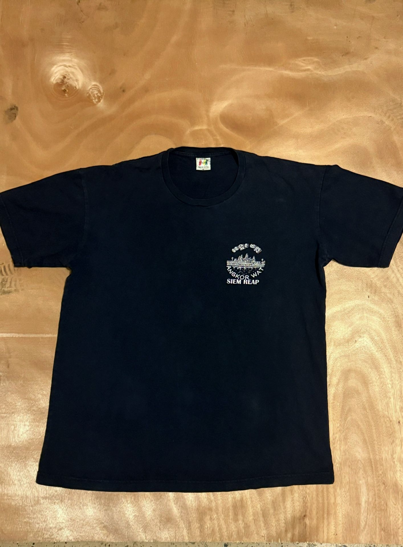 Black cotton Vintage white logo tee