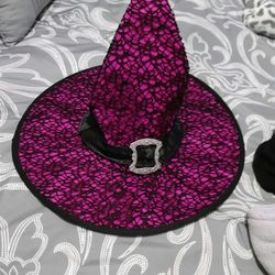 Pink & Black Halloween Witch's Hat