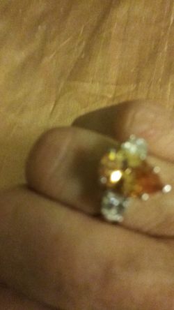 Crystal ring on silver