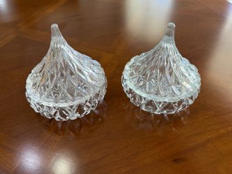 Hershey's Kiss Crystal Glass Trinket Boxes Set of 2