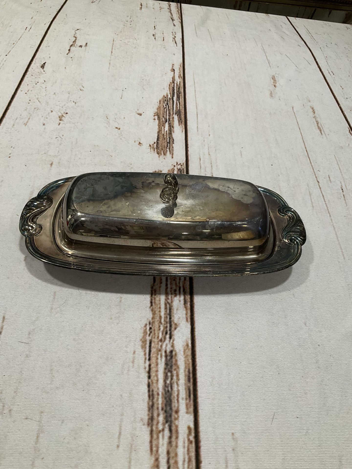 WW A ROGERS SILVER PLATED BUTTER DISH