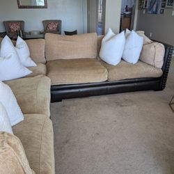 Sectional With Down Fill And Nailhead Trim Plus Oversized Chair