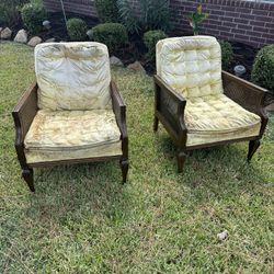 (2) CHIPPENDALE STYLE CHAIRS W/CANE SIDES EXCELLENT FOR RESTORATION 