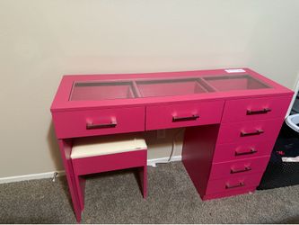 Hot Pink Vanity With Matching Stool OBO