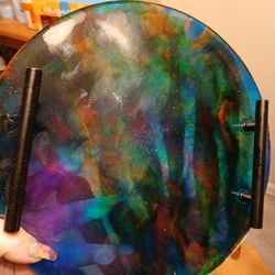 Large Round Resin Made Tray With Handles