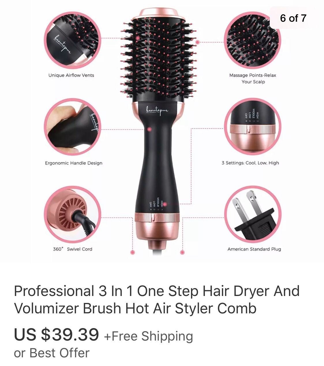 Hair dryer brush