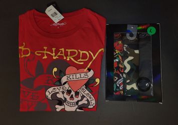 New Ed Hardy T-Shirt & Boxer Briefs Set Size Large