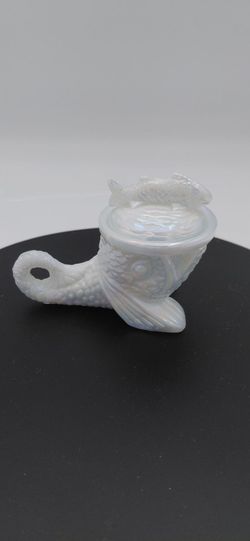 Vintage Kemple Iridescent Milkglass Salt Cellar