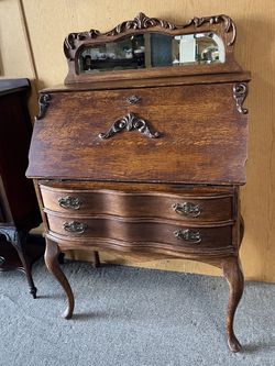 Vintage Secretary Desk Solid Wood 