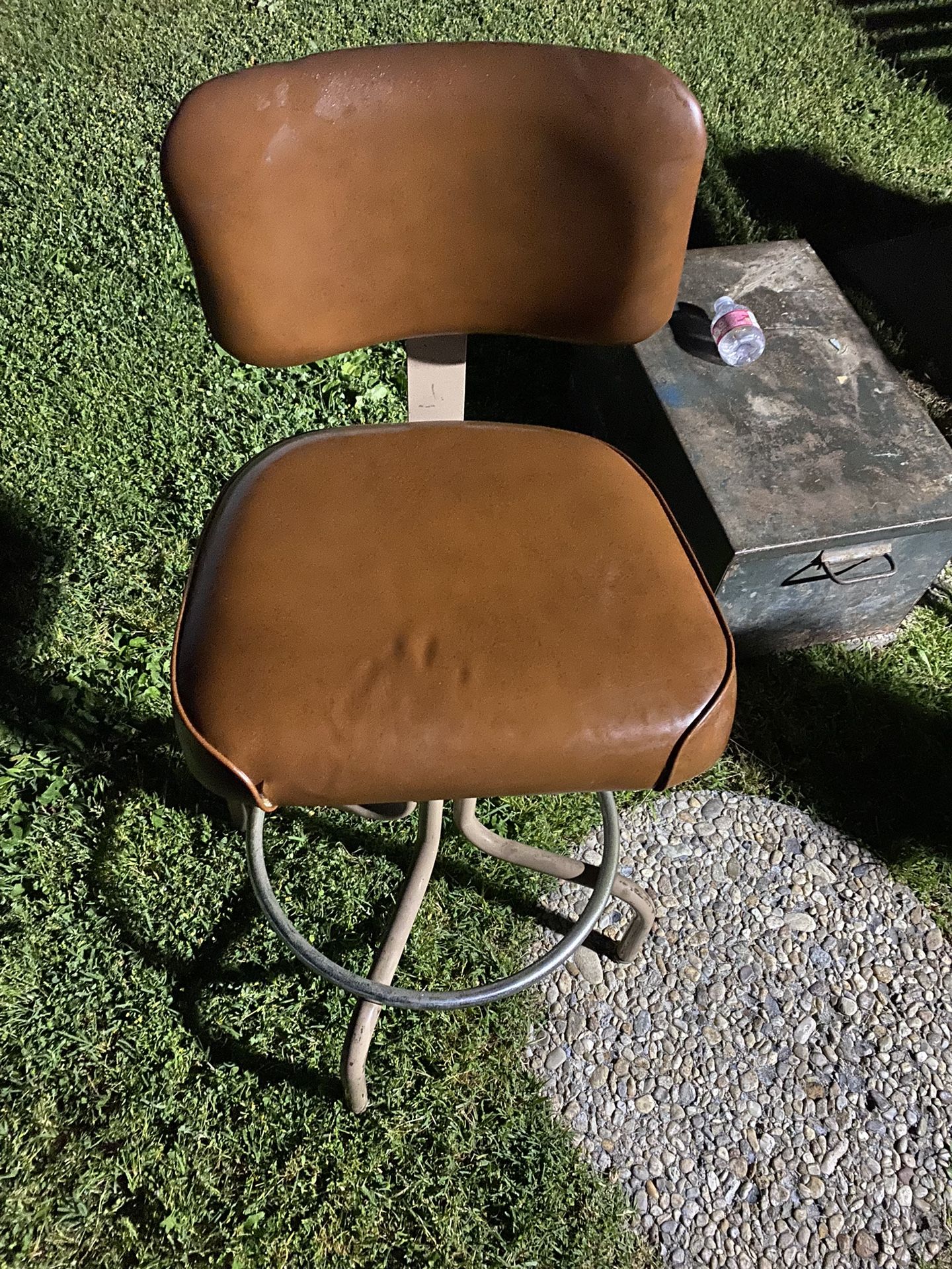Vintage Industrial Style Stool With Soft Cushion Looks Great