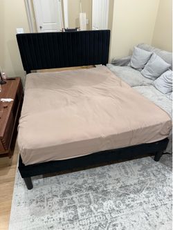 Modern Black Queen Bed with Mattress –Good  Condition