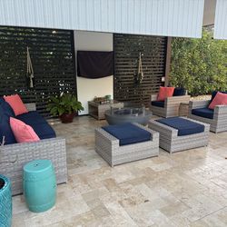 9 piece Rattan sofa seating with cuahion