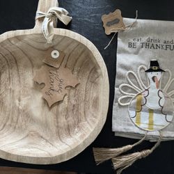 Serving Tray & Dish Towel Thanksgiving