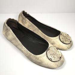 Tory Burch Flat Ballet Shoes Size 9M Womens Snakeskin NEW