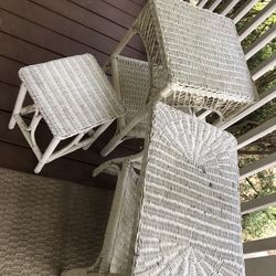 3 White Wicker Tables