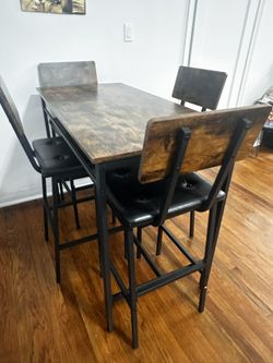 High Top Bistro Set With 4 High Chairs