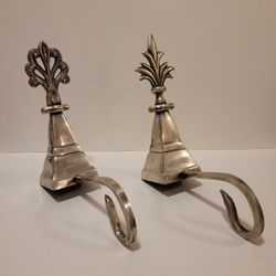 2 Pewter Christmas Stocking Hanger Holders 8"