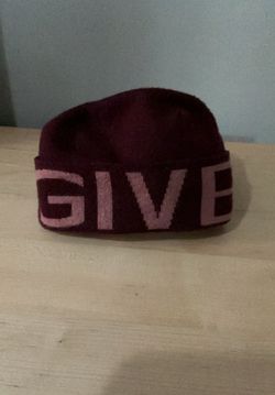 Givenchy Burgundy & Pink Logo Wool Beanie Hat – Made in Italy