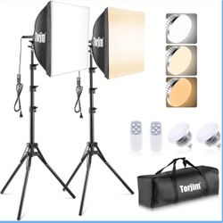 Torjim Softbox Photography Lighting Kit, 16'' x 16'' Professional Softbox Lighting Kit with 85W 3000-7500K LED Bulbs, Studio Lights for Photography/Vi