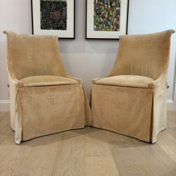 2 Vintage Lounge Chairs - Velvet Upholstered