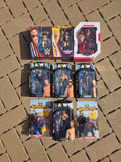 WWE & AEW lot of 9 Mattel & Jazwares wrestling figures, NEW!