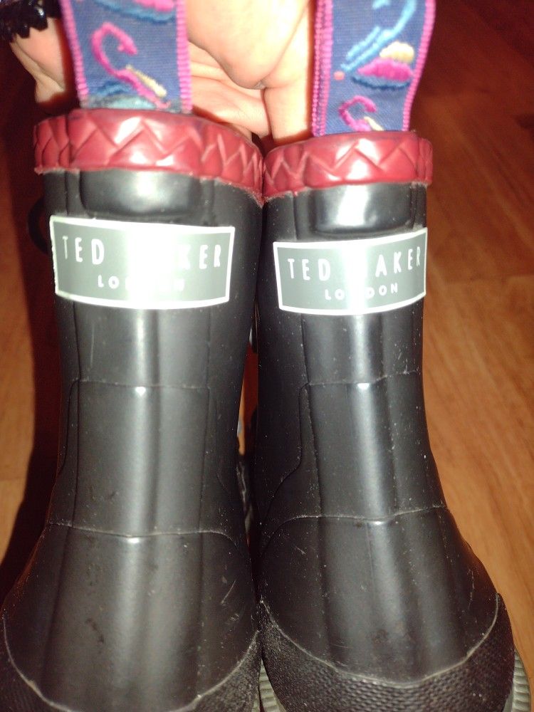 Ted Baker Epsalo Black Rubber Ankle Rain Boot Men Size 10 US 