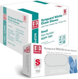 Rhino BASIC Blue Nitrile Exam Gloves - Latex-Free & Powder-Free - NGPF-7001 (Case of 1,000), Small
